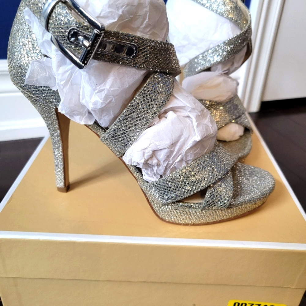 Michael Micheal Kors Evie platform glittery heels